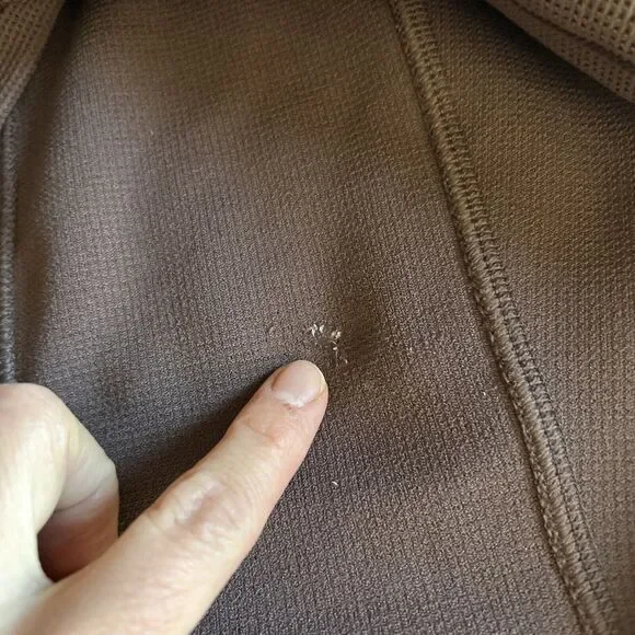 Heavy Waffle HOODED Sweatshirt All in Motion 2 pocket BROWN Thumbholes Sz Small - Picture 11 of 13